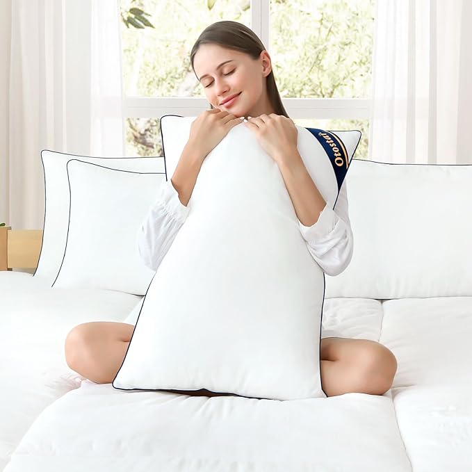 OTOSTAR Bed Pillows for Sleeping 4 Pack Queen Size Cooling Pillows Luxury Sleeping Pillow 3D Microfiber Filling Breathable Cover Soft Hotel Collection Pillows for Back Side or Stomach Sleepers