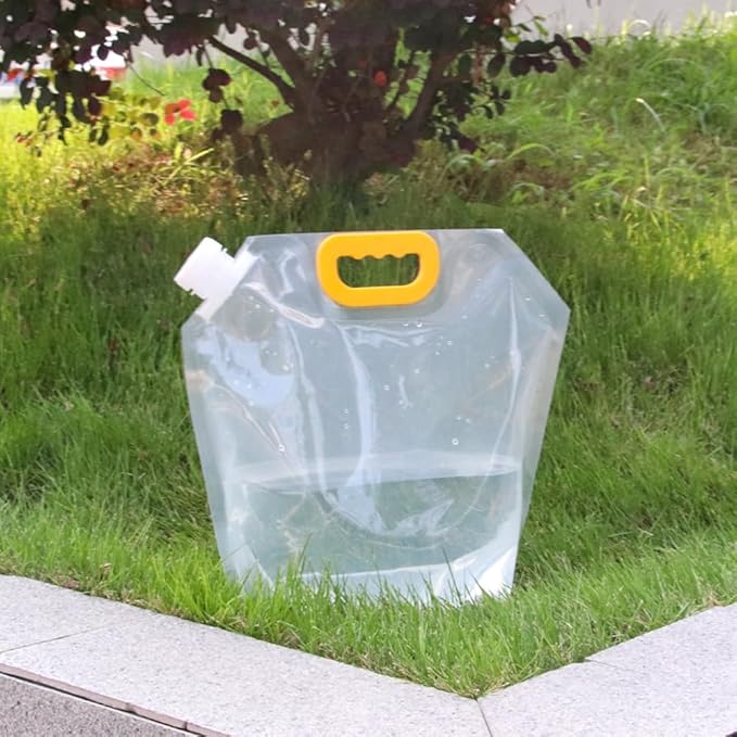 MODUODUO Collapsible Water Jug Container Bag 5pcs Outdoor Folding Water Bag with Handle for Catered Events, Camping, or Hiking (1.3 gal)