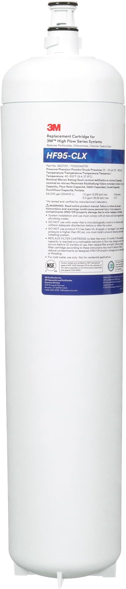 3M High Flow Series Filter Cartridge HF95-CLX, 5637311, 5 um NOM