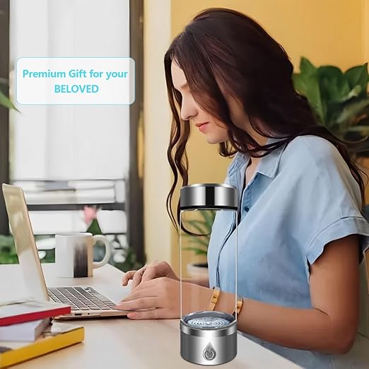 Hydrogen Water Bottle, Portable Hydrogen Water Bottle Generator and Well-being, Refine Water in 3 Minutes, Convenient for Workplace, Day Travel and Drinking, Gift for Beloved. (Silver)