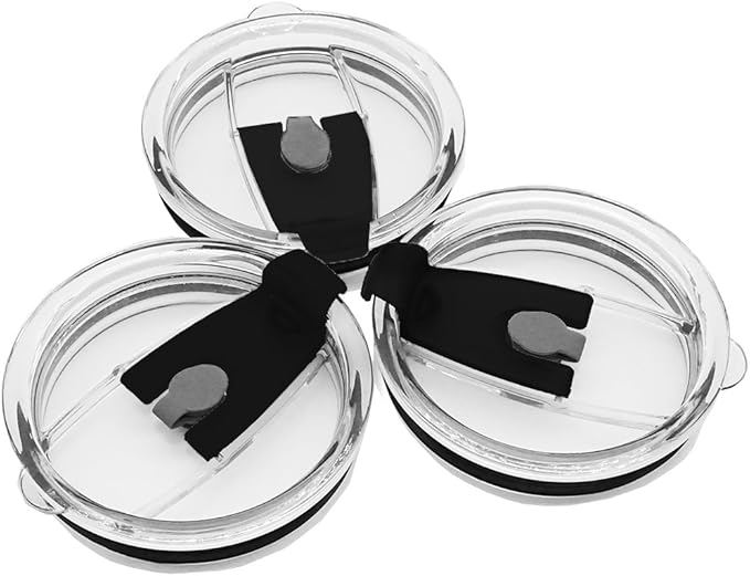 3 Packs Lids for 20oz Tumblers, CNYMANY Spill-proof Splash Resistant Straw-friendly Cover for Old Style Rtic, Ozark Trail 20 oz. Cups - Black