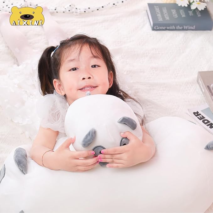 AIXINI 35.5 inch Cute Panda Plush Stuffed Animal Cylindrical Body Pillow,Super Soft Cartoon Hugging Toy Gifts