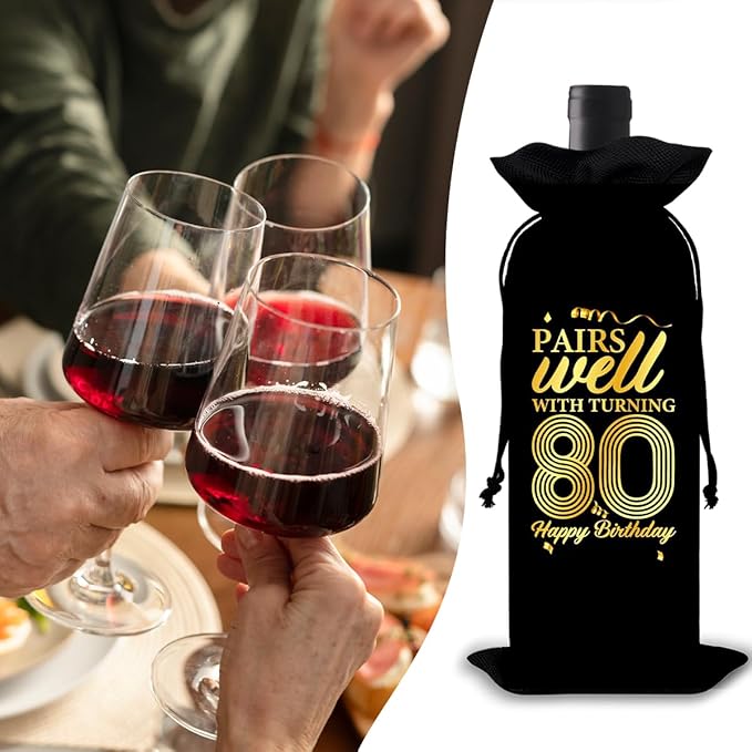 80th Birthday Gifts Wine Bag Congratulations Gifts for Women Men Parents Mom Dad Anniversary Favors 1944 Birthday Wine Gift Bag