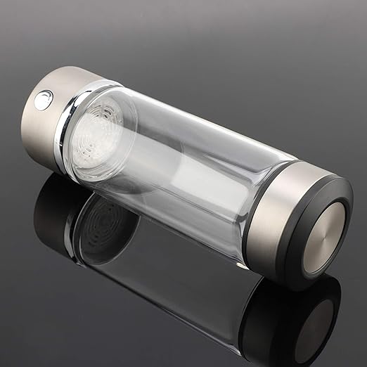 Hydrogen Water Bottle, Portable Hydrogen Rich Water Cup, USB Charging Rich Hydrogen Water Purifier Filter Glass Bottle Portable Lonizer Cup, Hydrogen Rich Water Glass Health Cup (Silvery)