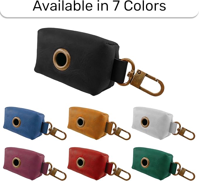 HIFA Genuine Leather Dog Leash Holder, Holder for Leashes - Soft Touch Rustic Brown Leather, Metal Clips and Easy Access to Pet Waste Dispenser- Dispenser for Outdoor Puppy Walking