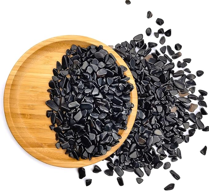 WAYBER 2 Lbs/920g Black Obsidian Quartz Crystal Stones Irregular Decorative Rocks Aquarium Pebbles Gravels for Fish Turtle Tank/Succulent Plants/Air Plants Decoration (Fill 2 Cups)