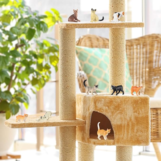 DIVINA VITAE 24Pcs Realistic Cat Figurines Plastic Mini Cat Figures Cute Cats Cake Toppers for DIY Craft Decor Birthday Gift School Project Landscape Bonsai