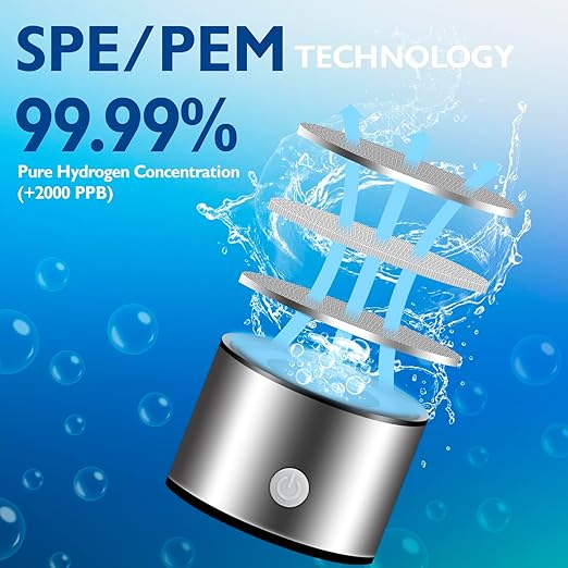 Hydrogen Water Bottle, Portable Hydrogen Water Bottle Generator, Rechargeable Hydrogen Water Ionizer Machine for Home, Office, Travel, Daily Drinking(Silver)