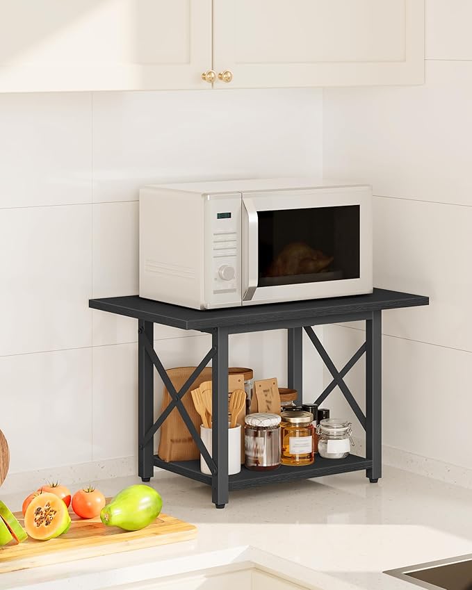 23.6" Under Desk Printer Stand, 2-Tier Printer Table with Wheels Adjustable Feet for Home Office, Study, Living Room, Black TPS01BB