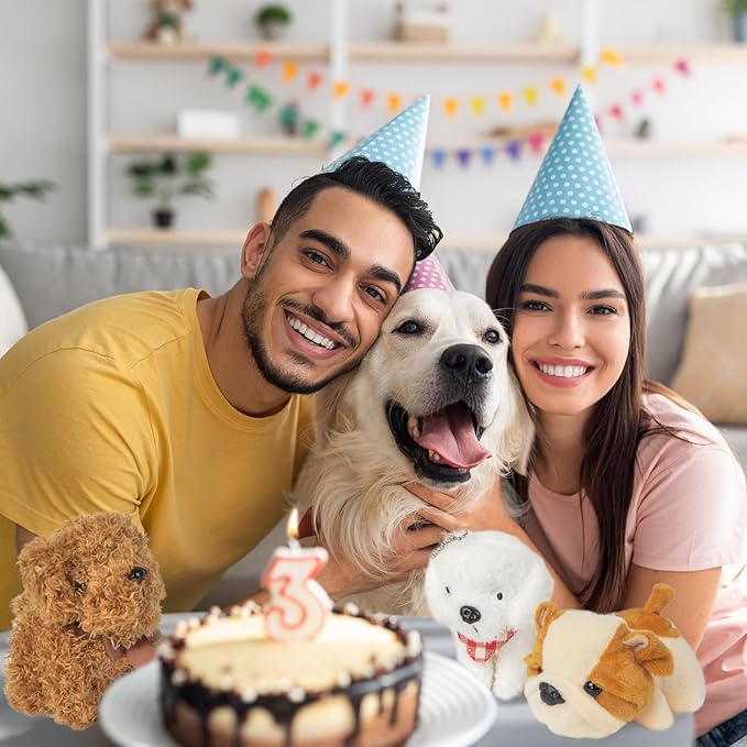 36Pcs Adopt A Puppy Party Favors, Mini Stuffed Animals Adopt A Dog Set Includes 12 Stuffed Dogs 12 Kraft Paper Bags 10 White Plastic Fence Mini Chalkboard & Chalk Marker for Adopt A Pet Party