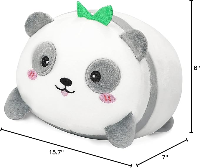 AIXINI Cute Panda Plush Pillow 15.7” Bamboo Panda Stuffed Animal, Soft Kawaii Plushies Hugging Plush Squishy Pillow Toy Gifts