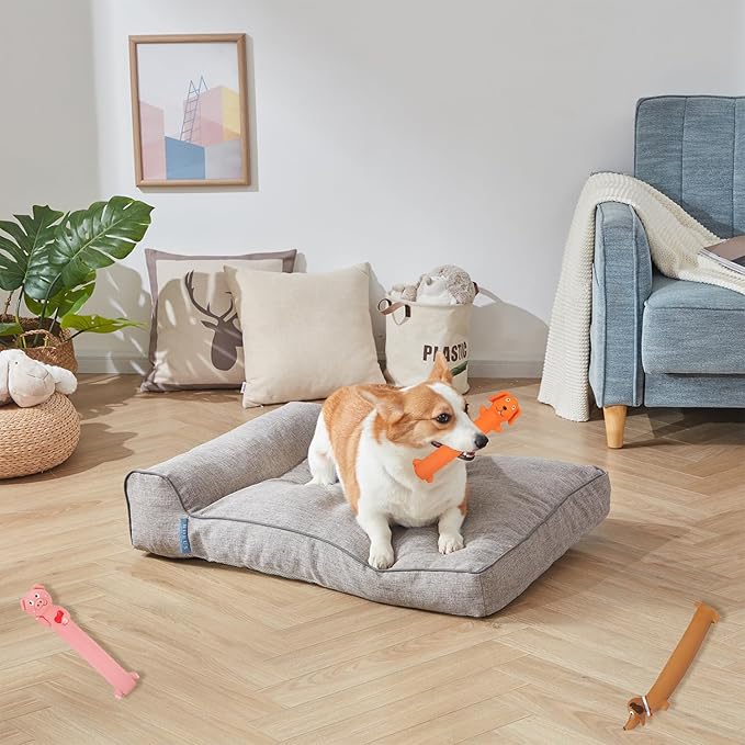 3 pcs 9-11 inch Original Squeaky Latex Dog Toy for Small Medium Large Breeds, Rubber Bite Force Pet Toys for Cat Puppy Animal (Pink Orange Brown), Safe Easy to Clean