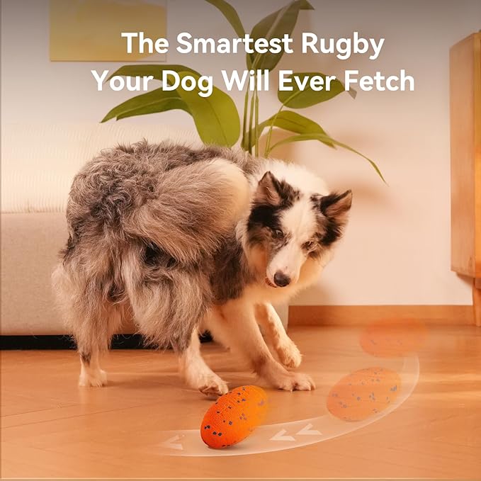 Cheerble Smart Interactive Dog Toy, Wicked Rugby, Squeaky Dog Toy Football, Automatic Moving, Bouncing, and Rotating, E-TPU Material, Bouncing Fetch Toy for Indoor/Outdoor Use and Small to Large Dogs