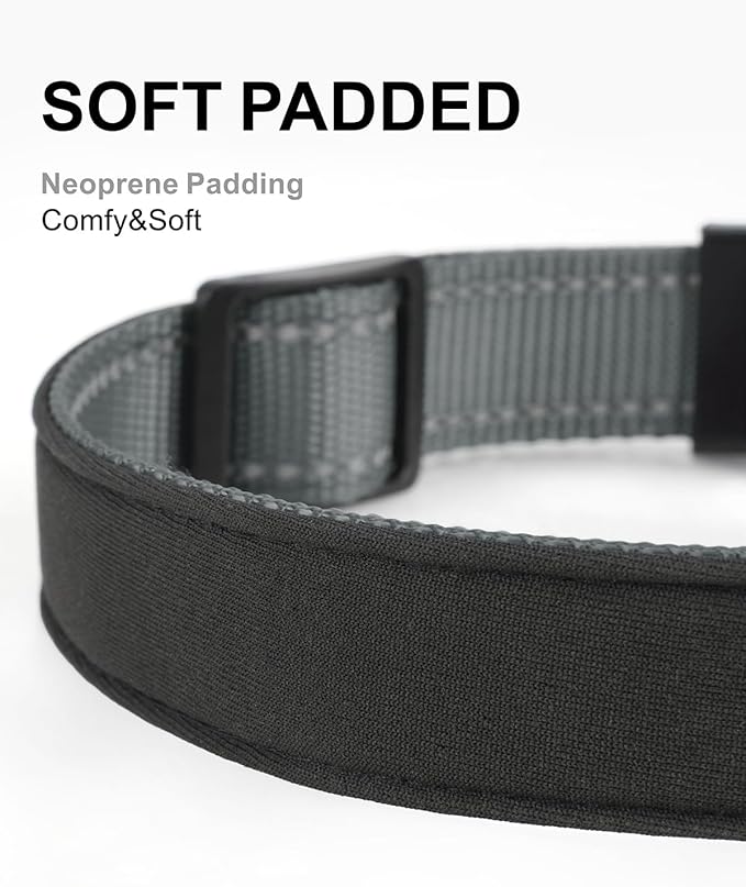 TagME Airtag Dog Collar,Waterproof Reflective Pet Collar with Airtag Holder,Soft Padded and Double D-Rings for Extra Large Dogs,Grey