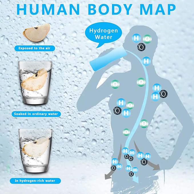 Hydrogen Water Bottle,2024SPE/PEM Technology Hydrogen-Rich Water Bottle Hydrogen Concentration(+1300ppb),460ml Rechargeable/Portable Hydrogen Water Machine for Office/Daily/Travel /Gifts for Women&Men