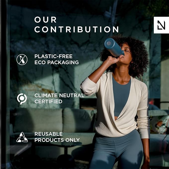 LARS NYSØM Stainless Steel Insulated Water Bottle 12oz 17oz 25oz 34oz 51oz | BPA-free Insulated Thermo Flask for Hot and Cold Beverages | Leakproof Drinking Bottle (Nude, 34oz)