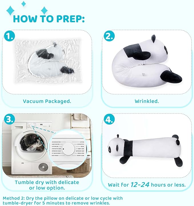 Panda Plush Body Pillow, 35” Panda Stuffed Animal, Cute Plushies Cuddle Pillow for Kids, Long Plush Toys, Birthday Gifts for Women, Girls and Males