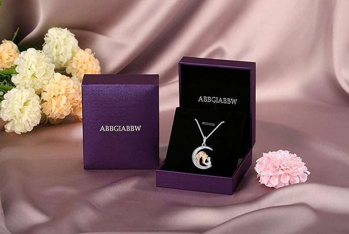 925 Sterling Silver Pig/Koala/Frog/Cat Horse Necklace I Love You to the Moon and Back Cute Animal Love Heart Moon Pendant Necklaces Jewelry Birthday Gifts for Women Best Friends