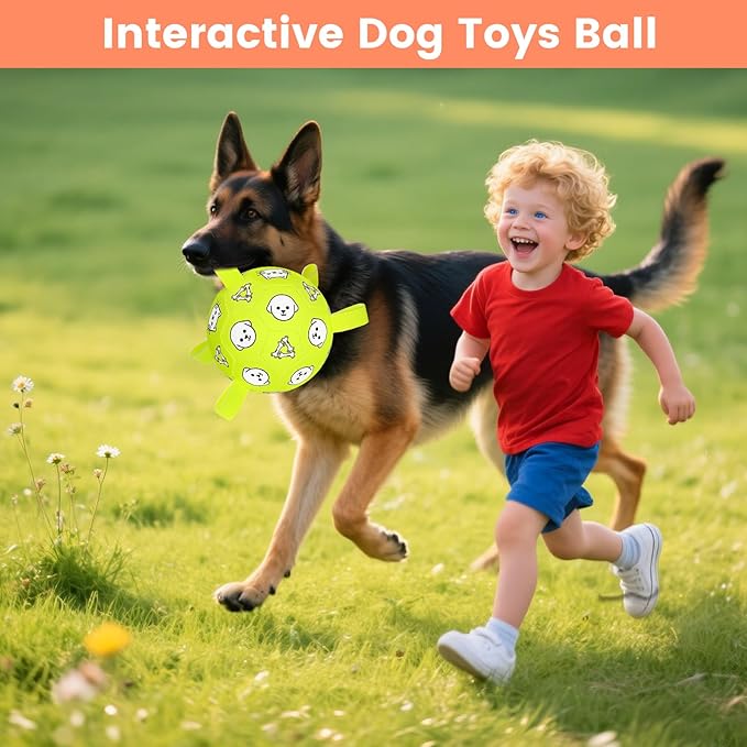 Dog Toys, Durable Dog Soccer Ball with Straps, Interactive Dog Toys, Water Fetch Ball for Tug of War, Puppy Toys for Indoor/Outdoor โ Fun Dog Birthday Gift for Small & Medium Dogs, 6 Inch