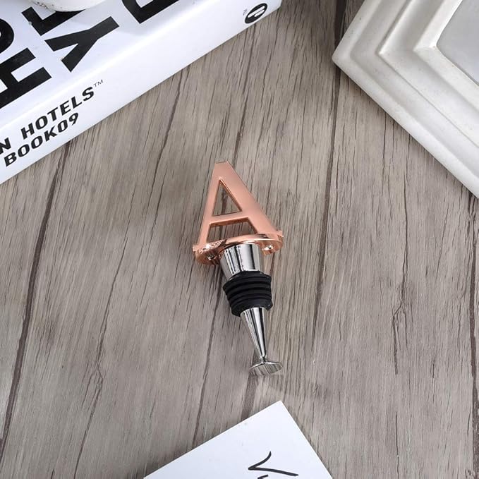 Miicol Wine Bottle Stopper, Prosecco Stopper, Rose Gold Wine Stopper, Personalised Champagne Stopper, Initial Wine Stopper, Funny Prosecco Gift, Wine Lovers Gift, Kitchen Decor, Letter A