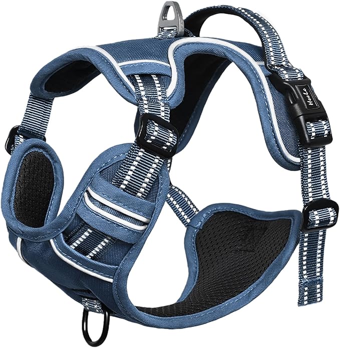 HEELE Dog Harness for Large Dogs No Pull Dog Vest Harness for Large Dog with Soft Padded Handle Reflective for Outdoor Training, Royal Blue, L