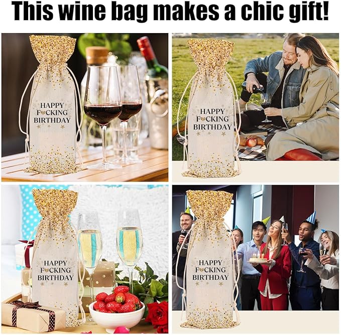Happy Birthday Gifts for Women Wine Bag Birthday Present 20th 30th 40th 50th 60th Birthday Gifts for Men Coworkers Lady Friend Bestie Principal Anniversary Wine Bags