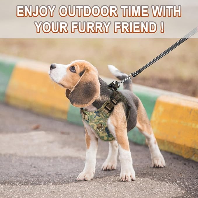 Dog Harness Step in Dog Vest Harness, Reflective Adjustable Puppy No Pull Harness Breathable Soft for Small and Medium Dogs Cats, Camo, XS