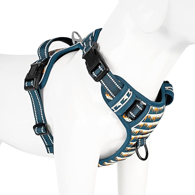 Timos Dog Harness, No-Pull Pet Harness with 2 Leash Clips, 3 Snap Buckles Adjustable Soft Padded Dog Vest, Reflective No-Choke Pet Oxford Vest with Easy Control Handle for Small Medium Large Dogs