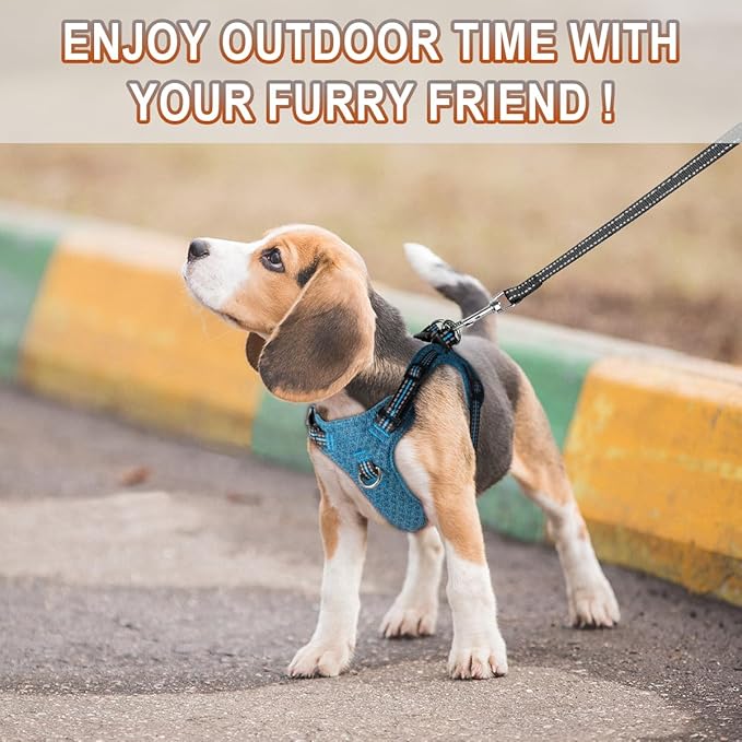 BARKBAY Dog Harness, Reflective Adjustable Puppy No Pull Harness, Breathable Soft, X-Small, Blue/Black