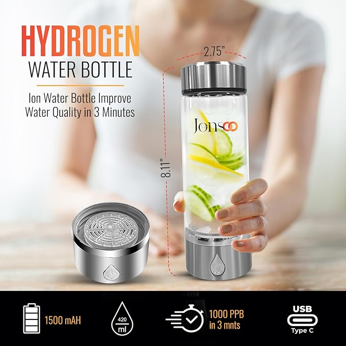 Hydrogen Water Bottle - Portable Hydrogen Water Generator with SPE PEM Technology – 420ml Hydrogen Water Ionizer Machine for Home Gym Travel and Gifting