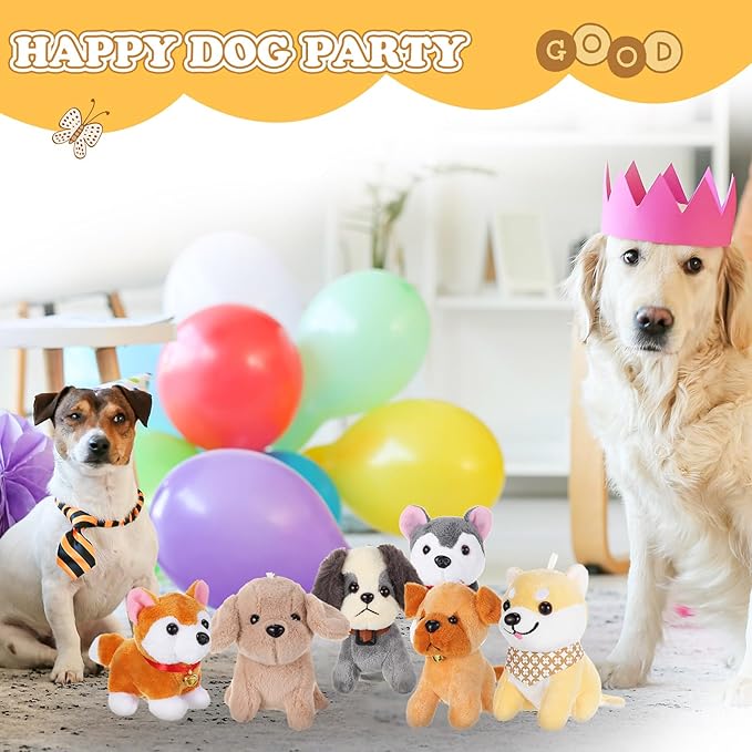 Aoriher 18 Pcs Mini Plush Dogs Bulk Puppy Stuffed Animals Small Stuffed Cute Assorted Soft Plush Toys Doll for Puppy Birthday Party Favors(Cute Dog)