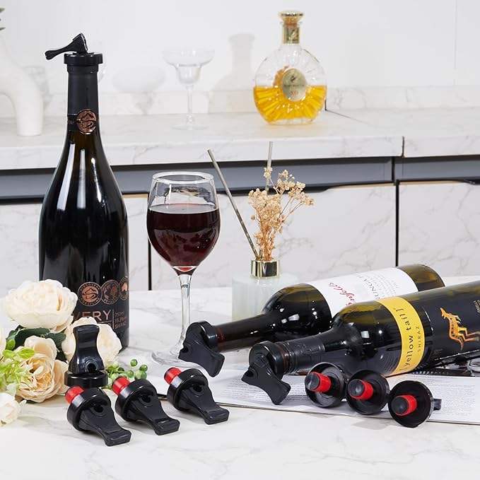 Wine Stopper,10 Pack Wine Stoppers for Wine Bottles,Plastic Vacuum Wine Bottle Stopper Wine Saver with Airtight Seal,Wine Topper Keep Wine Fresh Wine Bottle Sealer Set