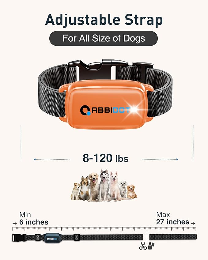 ABBIDOT Dog Shock Collar, 3300 FT Dog Training Collar with Remote, IPX7 Waterproof with 4 Training Modes, Rechargeable E-Collar for Small Medium Large Dogs (5-120 lbs)