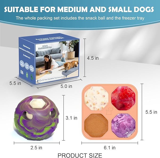 Dog Toys, DIY Frozen Dog Treats to Keep Dogs Busy, Interactive Treat Dispensing Dog Toy Puzzle, Interactive Chew Toys for Power Chewer, Easy to Clean, for Medium to Large Dogs 30-85lbs