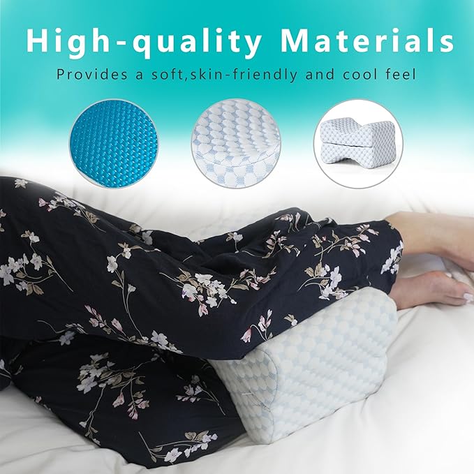 ACCURATEX Knee Pillow for Side Sleepers - Adjustable Leg Pillow for Side Sleeping,Cooling Gel Memory Foam Knee Pillows for Hip Pain,Leg Support Pillow for Sciatica Back Knees Joints Pain Relief