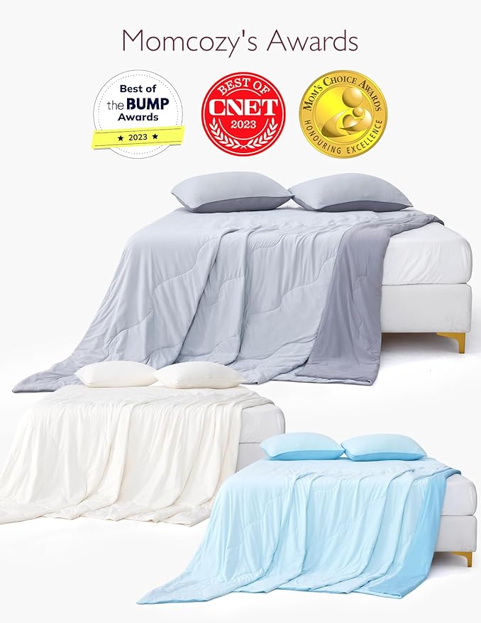 Momcozy Life CoolMurm Cooling Comforter for Hot Sleepers, King/Cali King 106"x90" Pregnancy Cooling Blanket, All-Season Lightweight Soft Breathable Cooling Quilt Duvet, Cool All Night, Ivory White