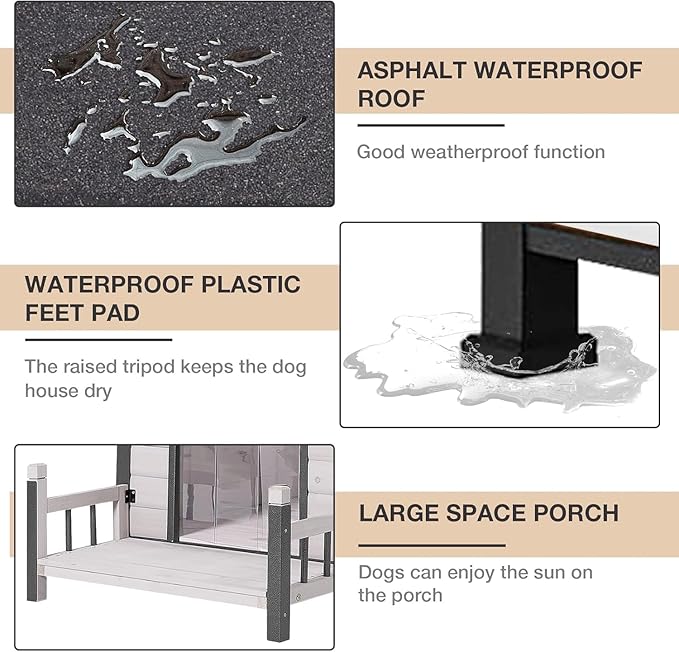 Metal Frame Dog House with Insulated Liner for Indoor & Outdoor Use - Large Dog Kennel with Weatherproof Roof & Foot Pads for Small, Medium & Large Dogs(White)