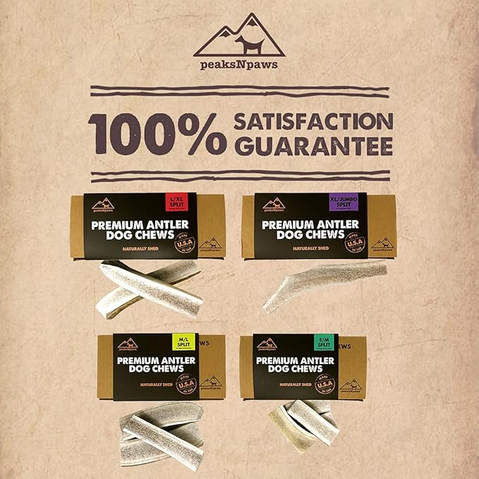 Premium Split Elk Antlers for Dogs, Dog Treats Large Breed, Made in USA, Natural Chews for Aggressive Chewers, Long Lasting Pet Treat for Dogs Under 80 lbs, 2 Large/XL Antler Pack