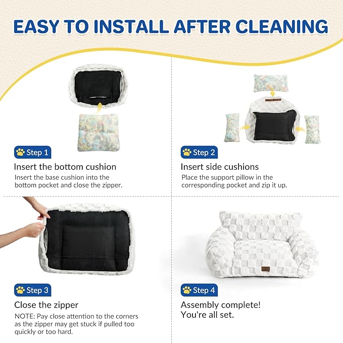 Cat Bed Cat Couch for Puppy and Kitten, Fluffy Pet Sofas Medium Dog Sofa Bed, Supportive Cats Sofa for Indoor Cats, Washable Cover & Non-Slip, 32 inch, Blue