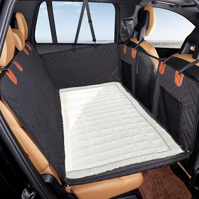 VClife Dog Bed Mat for Car, Anti Slip Pet Bed Travel Pad Comfortable Furry Dog Car Seat Cover for Backseat Extender, Washable Pet Cushion Bed Mat for Indoors & Outdoors (Beige, 51"×23.6")