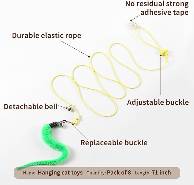 Interactive Cat Feather Toys 8Pcs,Interactive Wand,Cat Teaser,Indoor cat Hanging Interactive Toy Suitable for Bored Adult Cats and Kittens Play Chase Exercise