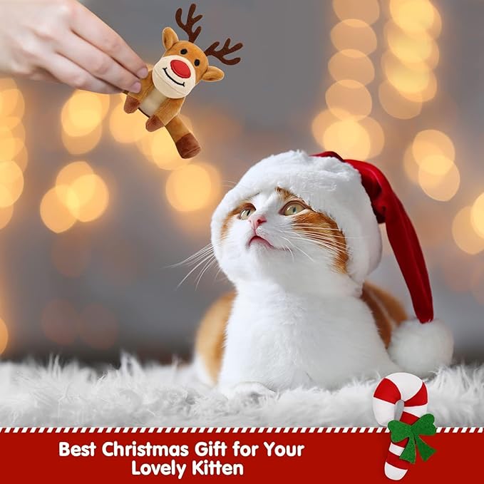 Christmas Catnip Toys Cat Chew Toy Bite Resistant Catnip Toys for Cats Catnip Filled Cat Teething Toy Festive Holiday Cat Lover Gift 6 Pcs