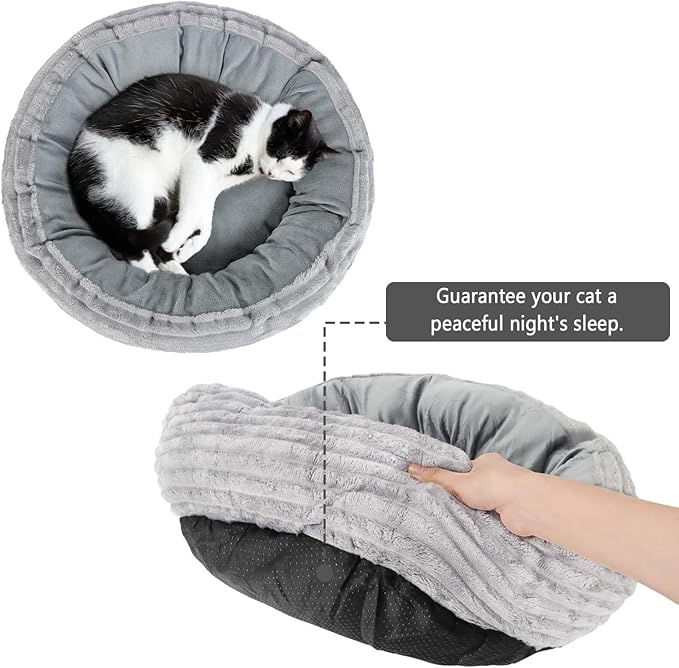 Cat Bed, Cat Bed for Indoor Cats, 20’’ Donut Cat Bed for Cats and Small Dogs, Washable Round Pet Bed, Indoor Use