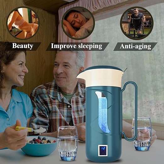Hydrogen Water Bottle Alkaline Water Generator Hydrogen Water Ionizor Maker Machine Pitcher Ionizer with SPE & PEM Tech 1500ml/50floz
