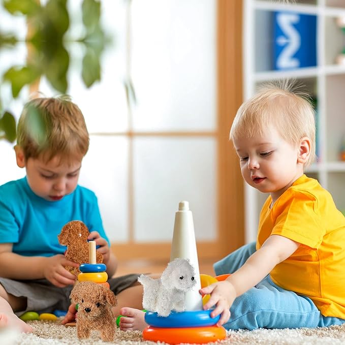 Sumind 9 Pcs 4" 5" Mini Plush Stuffed Dog Party Favor Small Puppy Stuffed Animal Bulk Soft Toy Doll Cute for Kids Gift Graduation Stocking Stuffers Baby Shower Birthday(Curly Puppy)