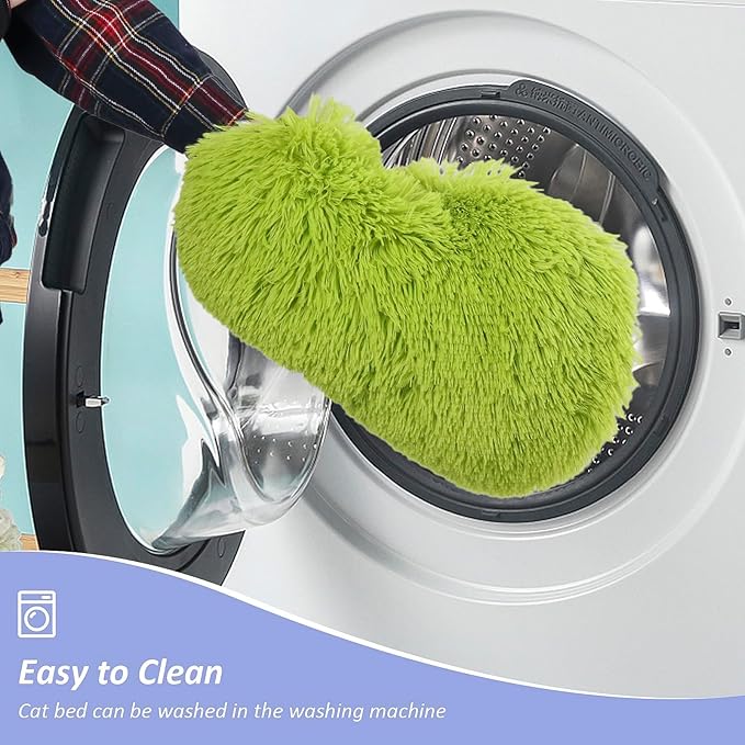 Cat Tunnel Bed for Indoor Cats - Cute Cat Donut Tunnel with Washable Circle Cushion - Multi-Purpose Cat Bed & Peekabo Cave, Pet Playground Toys for Kittens, Puppy, Rabbit (Green)