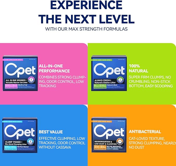 OPET Corn & Cassava Cat Litter, Natural Ingredients, Quick Clumping Cat Litter, Flushable, Superior Odor Control,99.9% Dust Free Kitty Litter