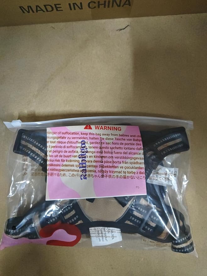 rabbitgoo Dog Harness No Pull with 2 Leash Clips, Adjustable Soft Padded, Reflective Oxford No Choke Pet Vest with Easy Control Handle for Medium Sized Dogs, Beige, M