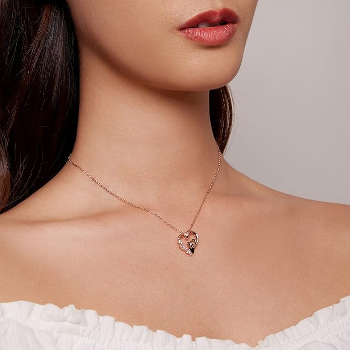 925 Sterling Silver Dog Paw Cat Panda Necklace for Women Cute Dainty Animal Pendant Necklace Gifts for Cat Mom Animals Loverā¦