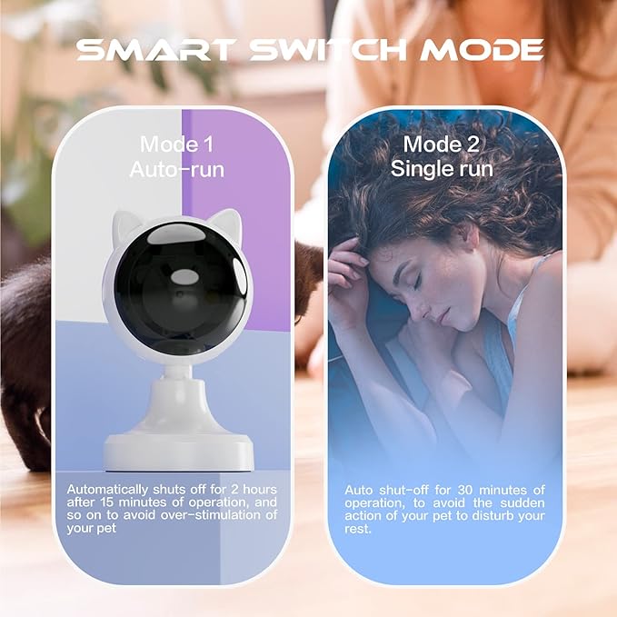 AAA AMUSANG Interactive Cat Toys for Indoor Cats, Cat Laser Toy Automatic for Bored Cats, Dual Mode, Auto On/Off, Adjustable Ranges, Type-C Rechargeable